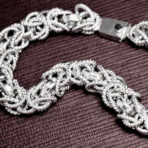 Mens Chain Bracelet Sterling Silver 9" Byzantine